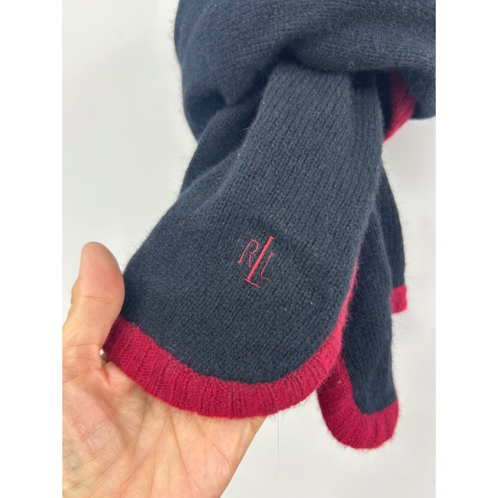 Vintage Lauren Ralph Lauren Multifunctional Wool Angora Red Blue Lg Scarf Wrap